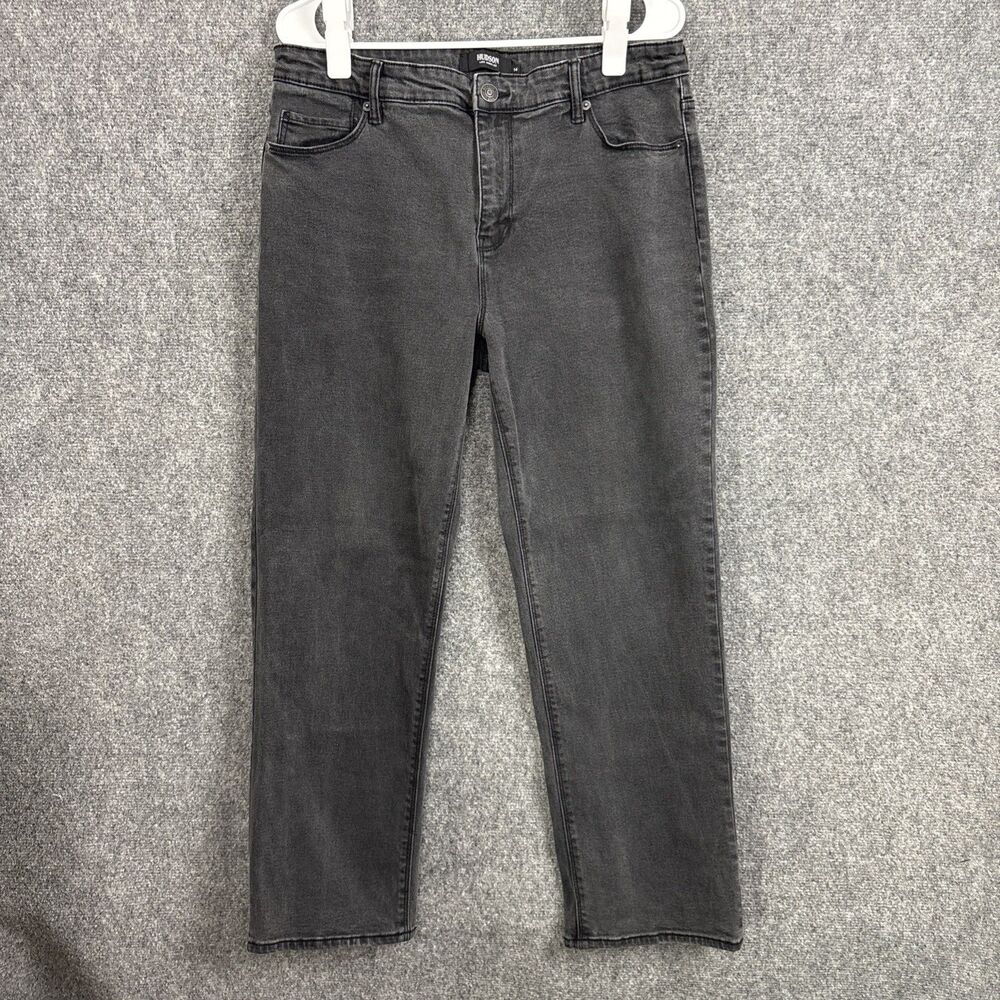 Hudson Mid rise Slim Straight Jeans Womens Size 14 Black Night Time Heavyweight